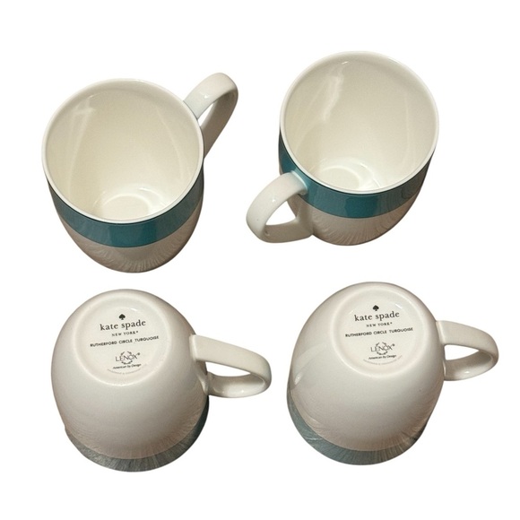 Kate Spade New York Rutherford Circle Turquoise Lenox 4 Piece Mug Set - Picture 2 of 7